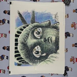 2001 September 11 Liberty Mourns by Mike Lukovich AJC Statue of Liberty poster